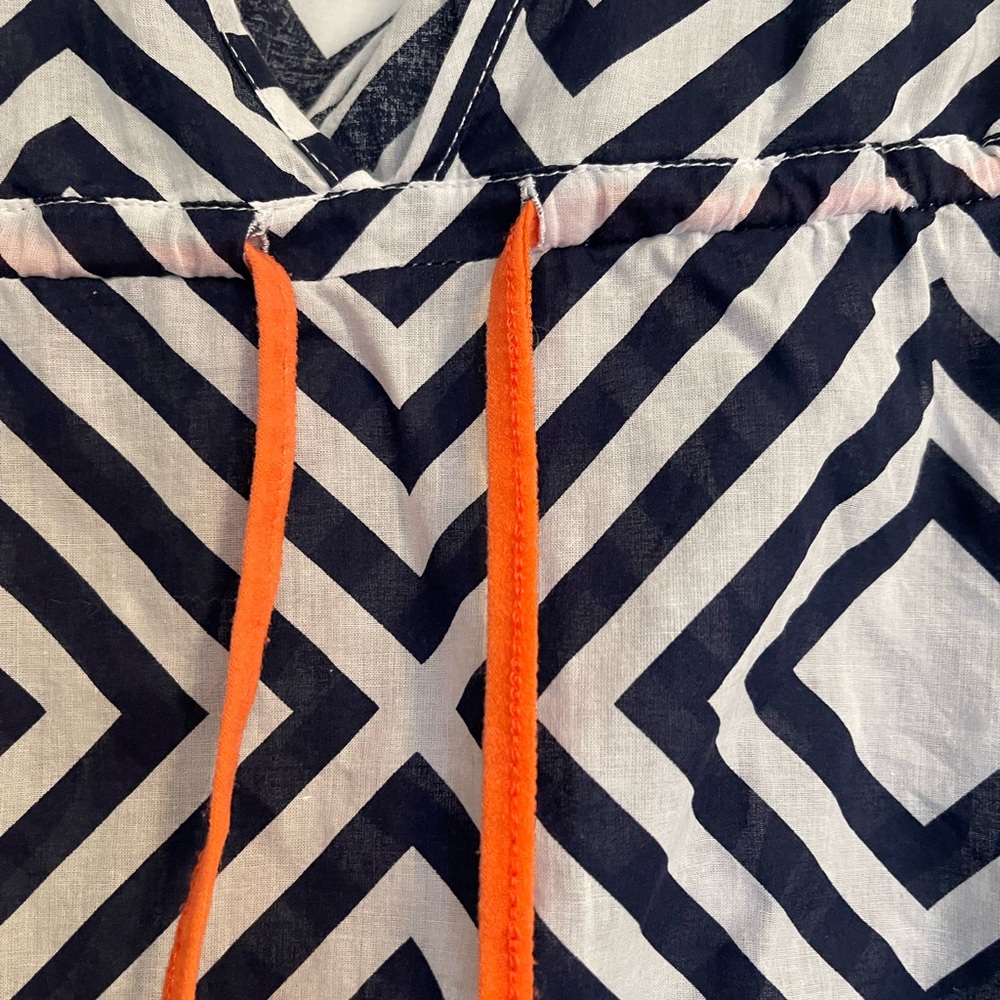 Geometric Patterned Sleeveless Dress bathing suit coverup blue and white Size L‎ - Picture 5 of 9